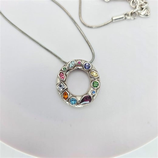 BRIGHTON Necklace Reversible Multi-colored Crystals Silver Plate Snake Chain 18" - Etsy