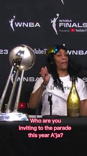 A’ja’s press conferences after winning the Championship is something else 😂 #wnba #wbb #ajawilson #lasvegasaces