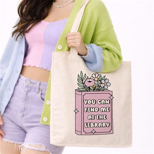 Find Me at the Library Canvas Tote Bag, Bookish Library Reusable Bag - Etsy
