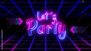 lets party animated neon grid neon party bar cafe looping alpha 4k Stock Video