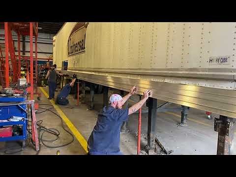 Installing bottom rail on 53’ semi trailer