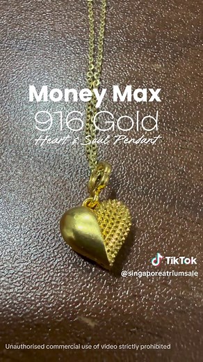 Money Max 916 Gold Heart & Soul Pendant with Free Chain