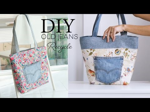 2 DIY recycled denim tote bag | sewing | easy | tutorial