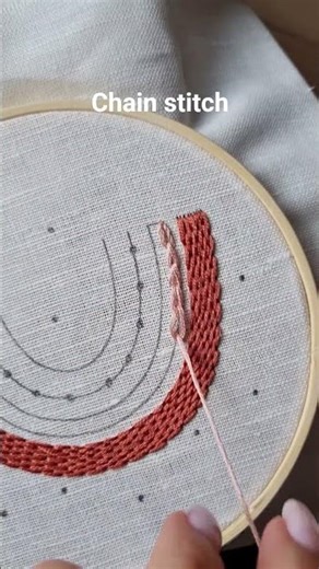 Chain stitch rainbow embroidery🌈 #embroidery #tutorial #diy #handmade #art #craft #stitch