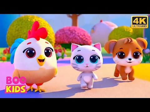 Gà Trống Mèo Con Và Cún Con [4K] - Nhạc Thiếu Nhi - Nhà Em Có Con Gà Trống