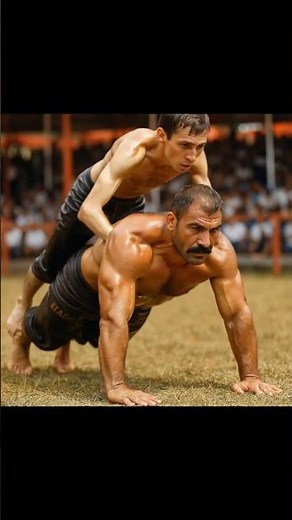 “Turkish Titan Push‑Up Challenge with Wrestler on His Back! 💪🔥”