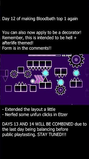 [DAY 12] Making Bloodbath top 1 again! #geometrydash #gd #bloodbath #extremedemon #top1 #viral