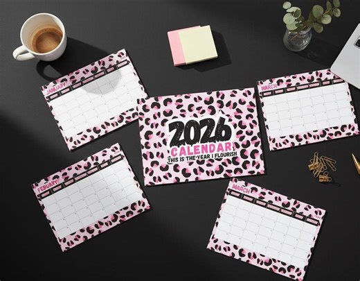 2026 Leopard Print Calendar A4 Printable Planner PDF JPG Digital Download Pink Leopard - Etsy