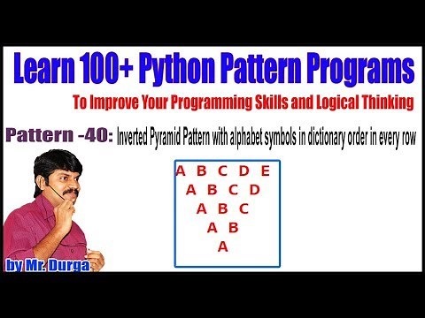 Pattern 40 : To print Inverted Pyramid Pattern with alphabet symbols in dictionary order