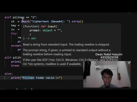 Tugas Video Kriptografi Terapan - Implementasi enkripsi AES-256-CBC dengan Python