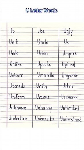 U Letter Words || words that start with the letter U || Easy English words