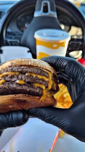 Macdonald's Triple Patty Beef Burger with Fries and Nuggets Eating Asmr 🤤#asmr #food #satisfying