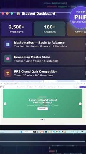 Advanced Student Management System Project using PHP & MySQL with 3 User Roles! 💻🔥