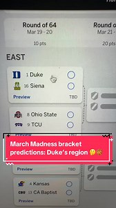 March Madness bracket predictions with Duke potentially going to the final four in the NCAA basketball tournament #marchmadness #collegebasketball #duke #bracket #basketball