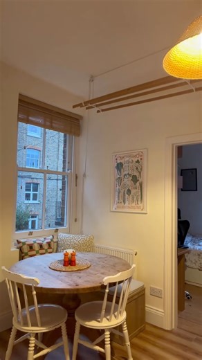 Célia on Instagram: "Nook transformation ✨ This layout has made my kitchen feel so much bigger and cosier. Stay tuned for the bench paint reveal and DIY disaster! #homedecor #thriftedhome #cosyhome #interiorinspo #interiordesign #antiquehomedecor #homeinspo #colourfulhome #renovation #diy #diygirl #firsthome #interiordesign #homestyle #homedecorating #upholster #diyupholstery #interiorsinspiration #diningroomtable #wallpaper #woodworkshop #countrykitchen #countryfurniture"