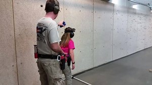 9-yr-old Hannah Haines, WPGC Monday Night Match, 03/16/2015. -- with Thomas Haines. #A2 #YoungGuns #WofUSPSA | Women of USPSA