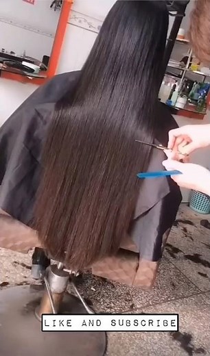 Girl gets long hair chopped short with scissors in Barbershop 💈 ✂️ #hairstyle #longhair #hair