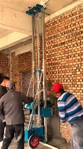 wall plastering process using a machine