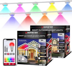 Monster Outdoor LED Smart Lights, RGBIC Multiwhite Permanent Outdoor Lights w/ Voice Control, 150ft