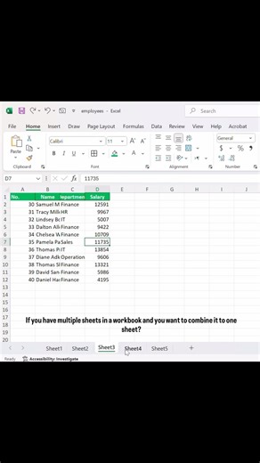 Combine the cells to one sheet in Excel 😮‍💨 | Excel in Seconds