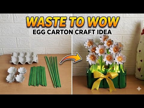 Don't Throw Away Egg Trays! Create This Stunning Flower Craft | Home Decor DIY✨