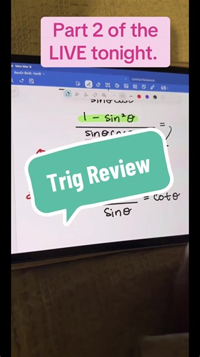 Part 2 of our LIVE! Join us next time! #algebra2easy #math #trignometry #proofs #live