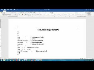 Word: comment aligner des données à l'aide de tabulations gauches (2/3)
