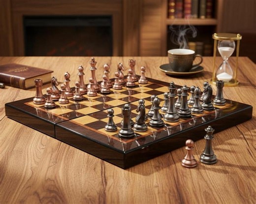 Luxury Metal Chess Set – 15" Wooden Board, Weighted Tournament Pieces, 2 Extra Queens, Gift for Adults, Personalized - Etsy
