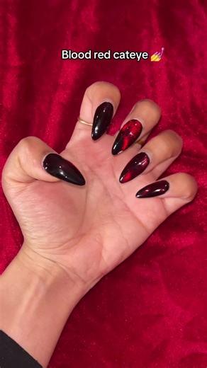 Create Stunning Blood Red Cat-Eye Nails