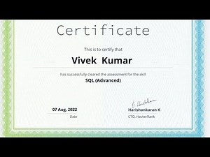 SQL Advanced Skill Certification Part- 2 Test on Hacker rank || #hackerrank #EarnedFreeCertificate