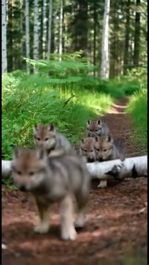 A Rare Glimpse of Gray Wolf Pups in the Wild