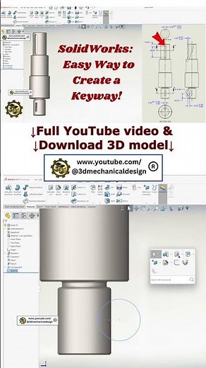 ⚡How to Create a Keyway in #solidworks | Step-by-Step Tutorial for Beginners
