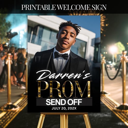 Elegant Prom Send off Welcome Sign, Black Gold Welcome Board (digital Download) - Etsy
