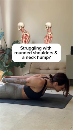 Katya | Functional Yoga on Instagram: "Spending most of your day leaning forward over your phone or laptop? Noticing rounded shoulders or a little neck hump from hours in that position? This movement helps: ✨ open the chest ✨ improve posture ✨ restore mid-back mobility ✨ release tension in the neck & shoulders Your body can relearn alignment 💛 👉🏻Perfect if you sit a lot, work at a computer, carry a child, or train hard but forget mobility. Save to practice later & tell me how it feels after ✨