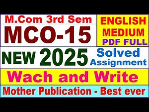 MCO 015 solved assignment 2025 in English || mco 15 solved assignment 2024-25 || ignou mco015 2025