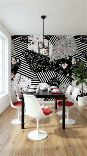 Monochrome Floral Patchwork Wallpaper