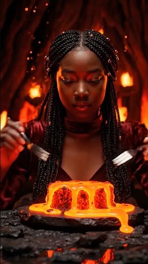 She Ate the Cake Made of Lava — What Happened Next Will Shock You! 🔥🍰 | 8K Cinematic AI Video