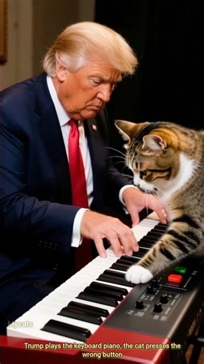Trump Plays Piano But Cat Hits the Wrong Key 🎹 🐱