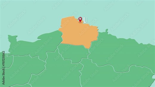 Mapa de Francia con división política resaltando la ciudad de LILLE