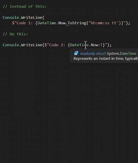 C# tip: Write the time with a shorthand syntax - DateTime