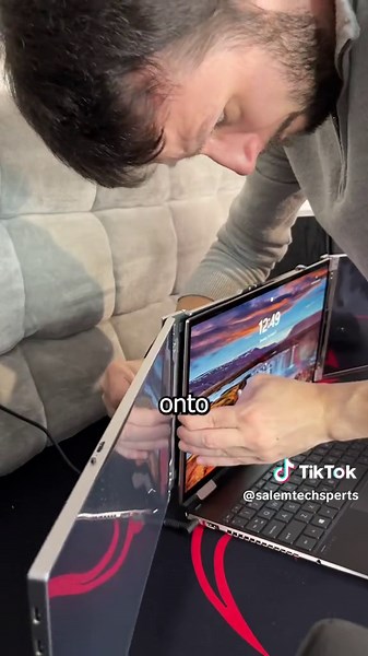 This portable triple monitor setup on my #laptop is crazy productive. If you have a #gaming #pc that you livestream on, this piece of #tech would be a sick addition to your #computer . Shout out to Limink for sending me this piece of #technology to try out! Grab yours using the link in my bio and use my discount code ANDY50 to save some money! #techtok