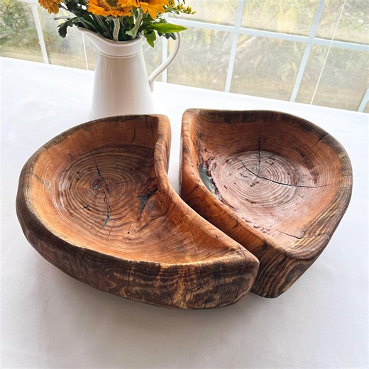 Heavy Carved Bowls, 20.5" X 14" X 5", Pair, Yin Yang, Rustic Fruit Bowl, Wabi Sabi, Heavy, Chunky, Matte Finish, Minimalist, Two Bowl Set - Etsy