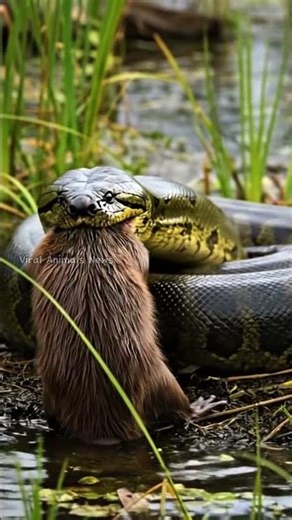 Otter vs Giant Snake in the Wild 뱀과 수달의 생존싸움 #wildlife #animals #wildanimals #viral #sanke