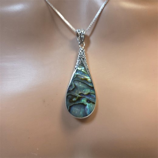 Teardrop Abalone Shell Pendant / Sterling Silver Jewelry / Abalone Shell Necklace / Abalone Shell Pendant / A386-AR - Etsy