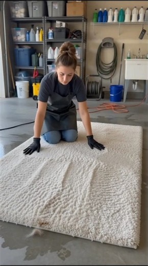 Dirty White Rug Gets a Deep Clean 🧼✨ | Satisfying Before & After!#RugCleaning #WhiteRug #shorts