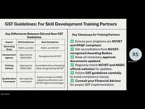 New GST Guidelines for Skill Development Training Partners Key Differences & Updates