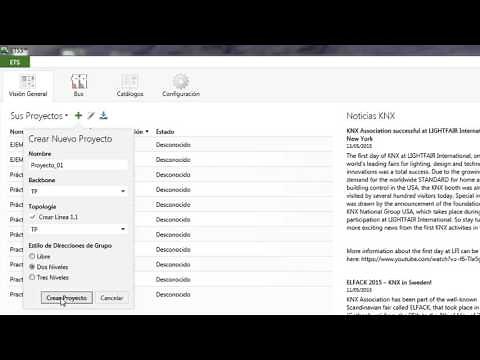 Curso KNX con ETS 5. 09.- Crear proyecto nuevo con ETS5.