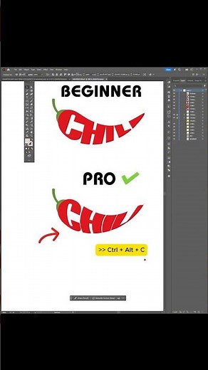 Illustrator 2025: Turn “CHILI” into a cool Chili vector with Make with Top Object! #thegraphicboost