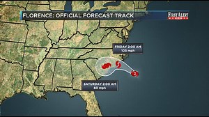 FLORENCE 5AM UPDATE - Still at category 2 and still nothing to mess with. Wind speeds may be down slightly but it's still bringing what could be historic rainfall with it. #florenceILM | WECT News