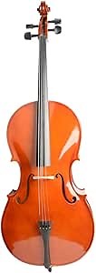 LYKOS 4/4 Professional Wood Acoustic Cello Beautiful Varnish Finishing+ Case + Bow + Rosin for Beginner (Retro)